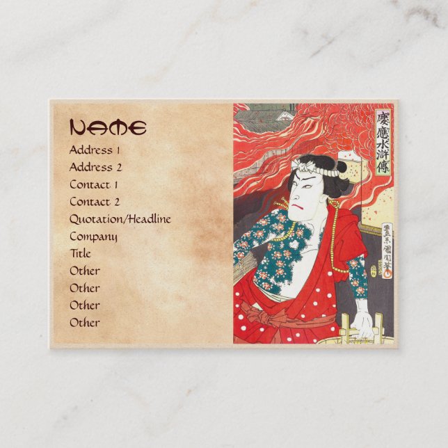 Cartão De Visita Toyohara Kunichika: Kabuki - sapador-bombeiro (Frente)