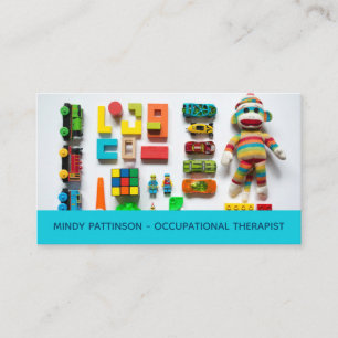 Cartão De Visita Toys Crianças com Terapia Ocupacional Azul Fotogr