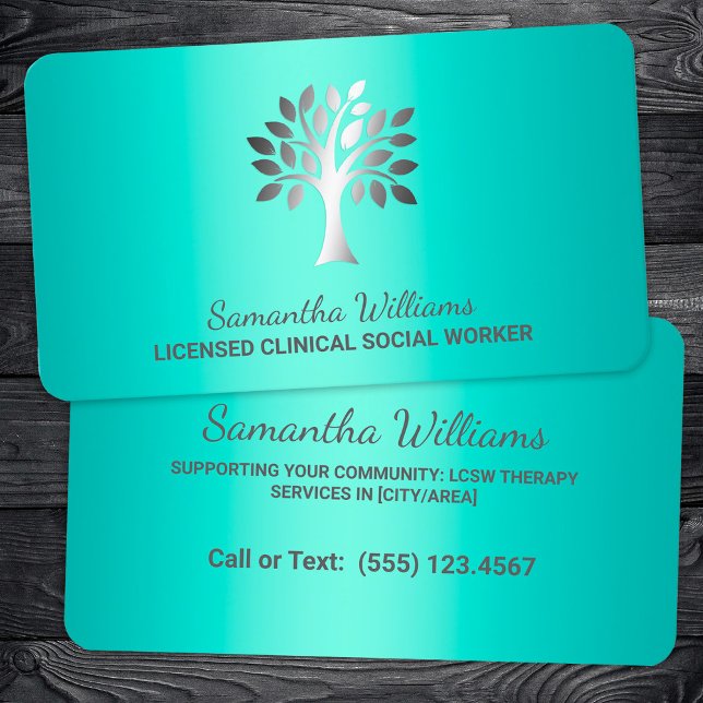 Cartão De Visita Trabalhador Clínico Licenciado (Licensed Clinical Social Worker Business Cards)