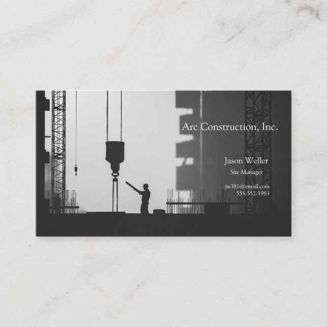 Cartão De Visita Trabalhador de construção com grua (Frente)