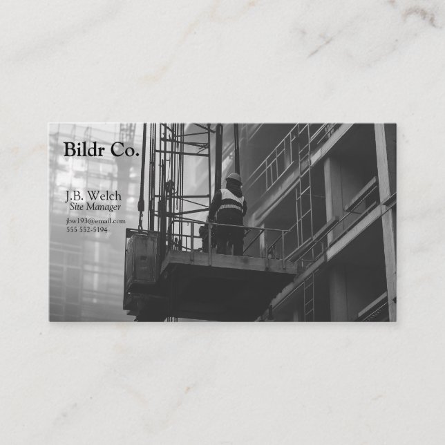 Cartão De Visita Trabalhador de construção em plataforma de guindas (Frente)