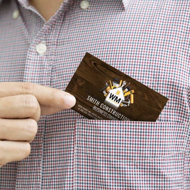 Cartão De Visita Trabalhador de Construção | Ferramentas de reparo  (Criador carregado)