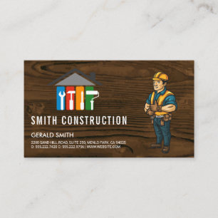 Cartão De Visita Trabalhador de Construção   Logotipo do Contratant