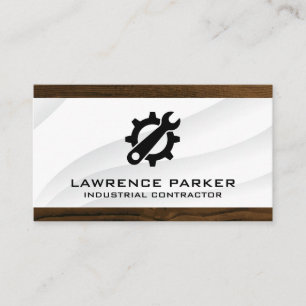 Cartão De Visita Trabalhador de Construção   Logotipo Wrench da e