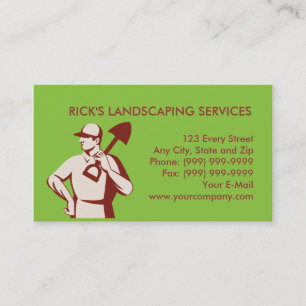 Cartão De Visita trabalhador do landscaper do jardineiro com pá