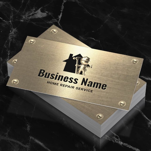 Cartão De Visita Trabalhador Dourado de Manutenção de Reparo em Cas (Criador carregado)