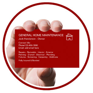 Cartão De Visita Trabalhador manual Home da manutenção