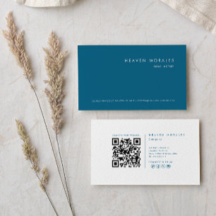 Cartão De Visita Trabalhador social branco-azul minimalista moderno