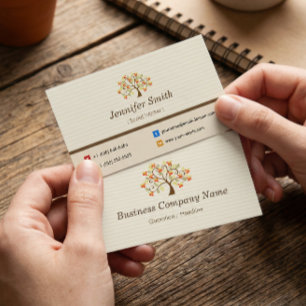 Cartão De Visita Trabalhador Social - Símbolo de Árvore Elegante