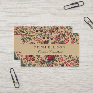 Cartão De Visita Trabalho de Agulha Antigo Floral para Móveis