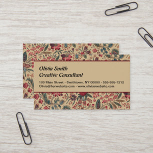 Cartão De Visita Trabalho de Agulha Antigo Floral para Móveis