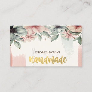 Cartão De Visita Traço de Pincel de Aquarela Elegante,Flores