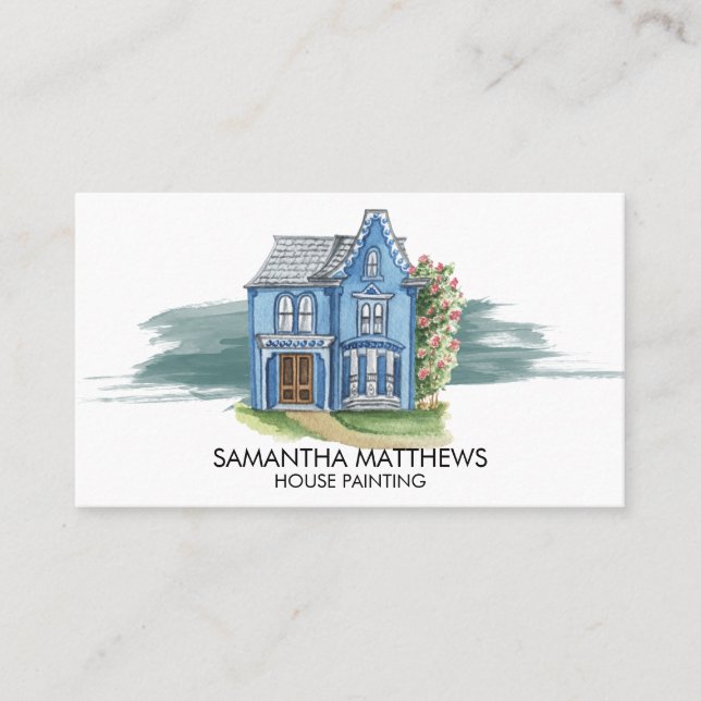 Cartão De Visita Traço de Pincel de Pintura da Casa de Água (Frente)
