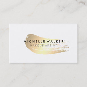 Cartão De Visita Traço de Pincel Dourado Chic