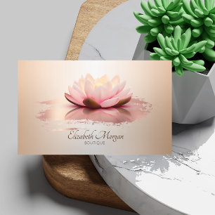 Cartão De Visita Traço de pincel Dourado Elegante Moderno Lotus Ros