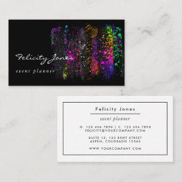 Cartão De Visita Traços de Pincel Negro e Neon
