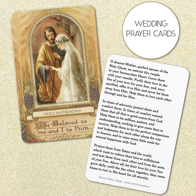 Cartão De Visita Tradicional Casamento Católico Favor Santa (Beautiful Traditional Catholic Wedding Prayer Cards)