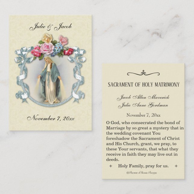 Cartão De Visita Tradicional Casamento Católico Favor Santa (Frente/Verso)