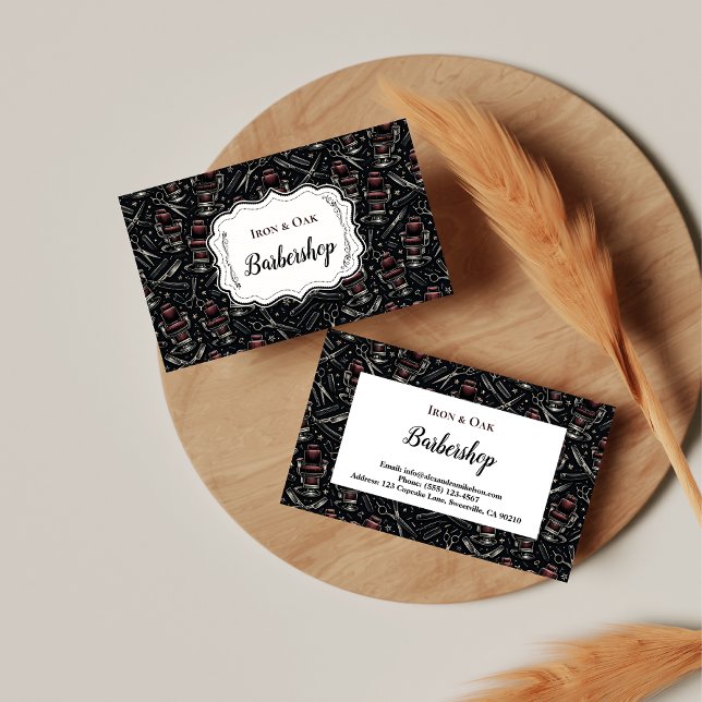 Cartão De Visita Traditional Barber Tools Classic Grooming (Criador carregado)