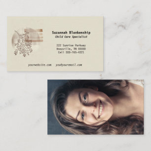 Cartão De Visita Tranquil Boho Front-Art Foto Personalizada Voltar