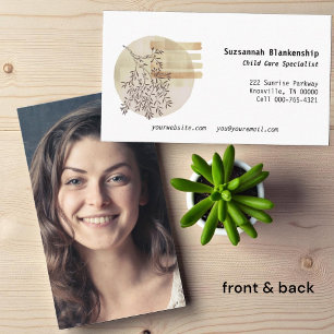 Cartão De Visita Tranquil Boho Front-Art Foto Personalizada Voltar