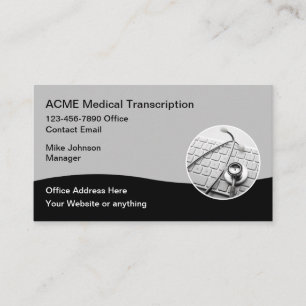 Cartão De Visita Transcrição Médica Simples Moderna