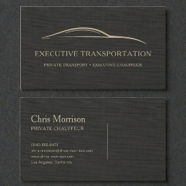 Cartão De Visita Transporte Executivo Luxo Linen Preto e Dourado