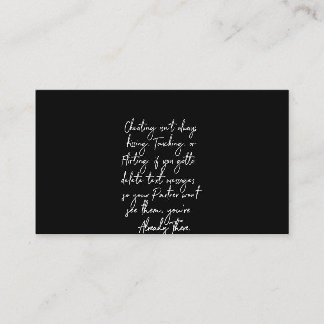 Cartão De Visita trapacear nem sempre beija tocar ou flertar (Frente)