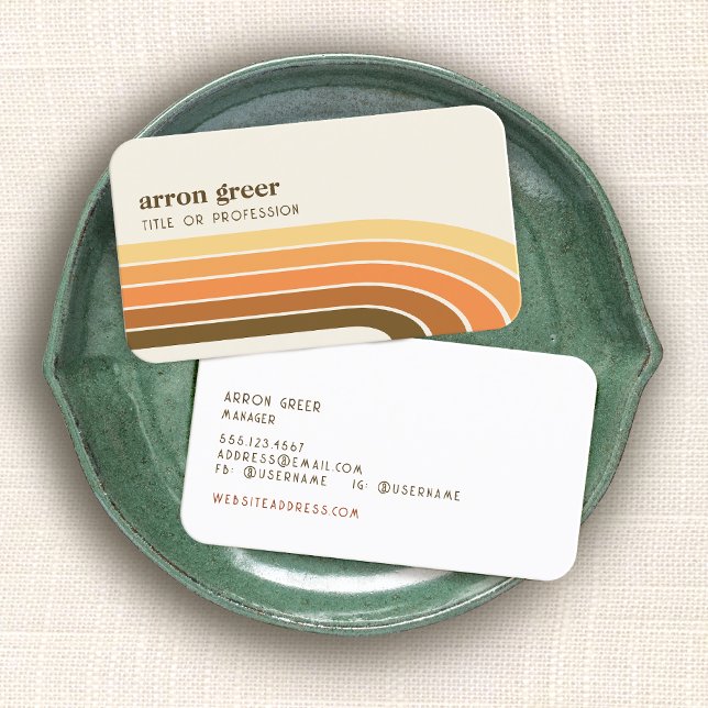 Cartão De Visita Traseira Retro 80s Laranja Dourada (Criador carregado)