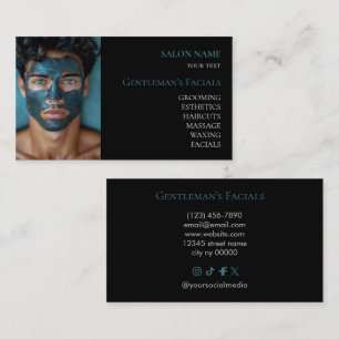 Cartão De Visita Tratamentos faciais de cuidados com a pele masculi