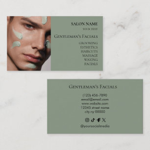 Cartão De Visita Tratamentos faciais de cuidados com a pele masculi