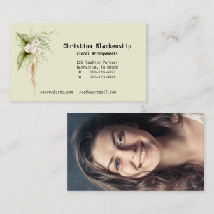 Cartão De Visita Trava Fotografia Personalizada de Borda Floral Ele