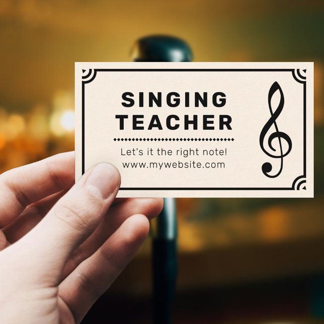 Cartão De Visita Treble Clef & Sheet Music - Professor de Canto (Treble Clef & Sheet Music - Singing Teacher Business Card)