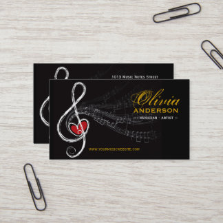 Cartão De Visita Treble Love Heart Music Musical Notes Symphony