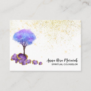 Cartão De Visita *~* Tree Dourada Glitter Ametimst Joias Mágicas