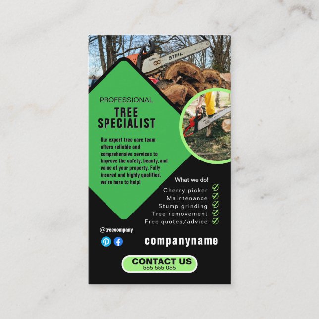 Cartão De Visita TREE landscape gardener Business Card (Frente)