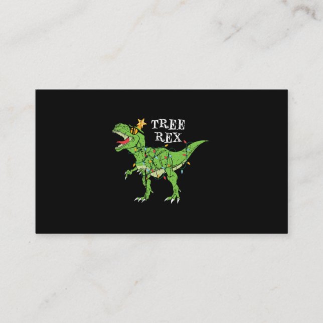 Cartão De Visita Tree Rex Dinosaur Engraçado Feliz Natal Pajama Xma (Frente)