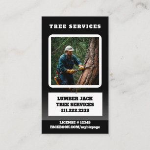 Cartão De Visita *~* Tree Services Lumber Jack Man QR Forest