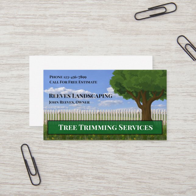 Cartão De Visita Tree Trimming Landscaping Service Business Card (Frente/Verso In Situ)