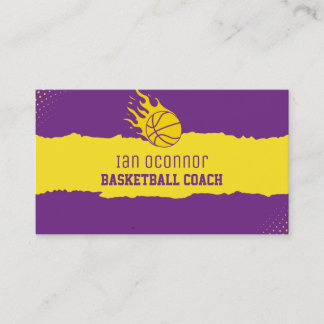 Cartão De Visita Treinador de Basquete Profissional Amarelo