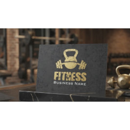 Cartão De Visita Treinador de Fitness Chic Black Gold Kettlebell Ba