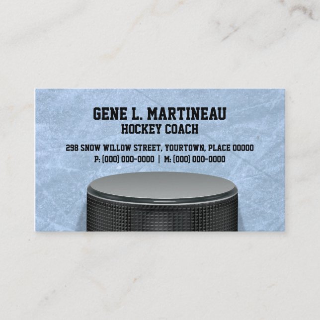 Cartão De Visita Treinador de hóquei em gelo (Frente)