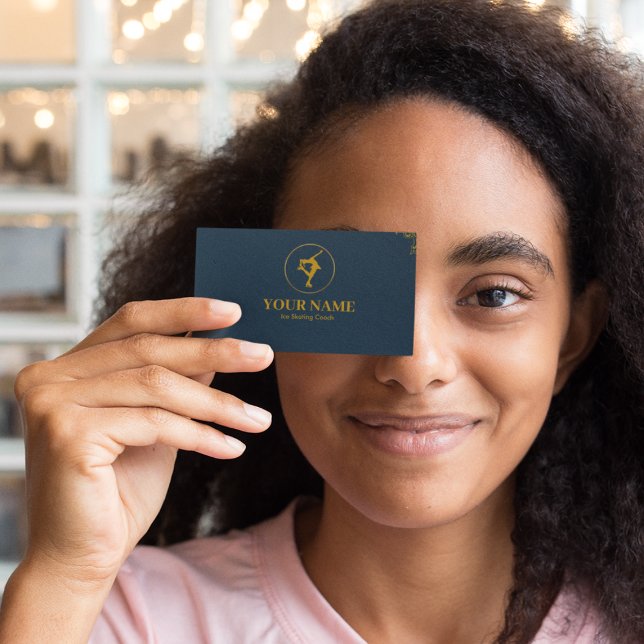 Cartão De Visita Treinador de Ice Dourado e Marinho Azul (Criador carregado)