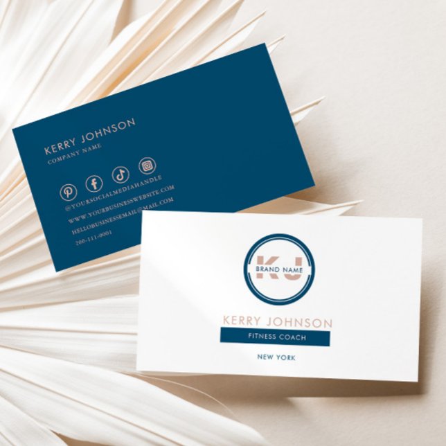 Cartão De Visita Treinador de Malhação Mínimo, Rosa Azul e Branco (Criador carregado)