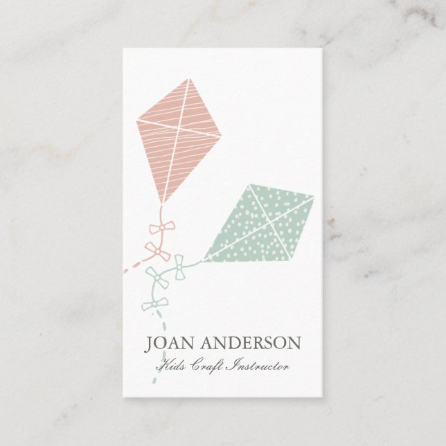 CARTÃO DE VISITA TREINADOR DE TUTOR DE PINK BLUE KITE KIDS CLASS (Frente)