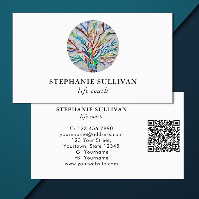 Cartão De Visita Treinador de Vida do Código QR (Criador carregado)