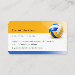 Cartão De Visita Treinador de Voleibol Ensinamentos Práticos dos