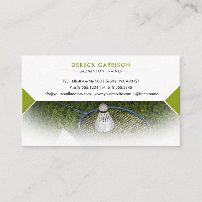 Cartão De Visita Treinador em Badminton Profissional | Treinador (Frente)
