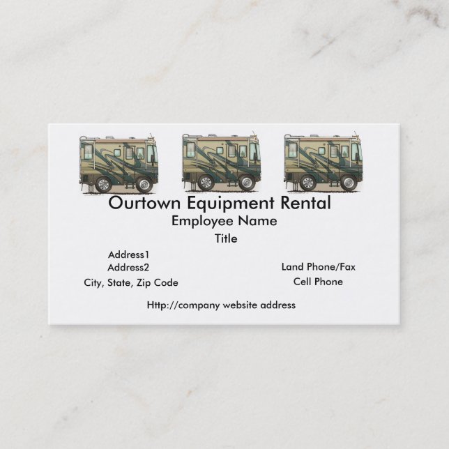 Cartão De Visita Treinador grande bonito Motorhome do campista (Frente)