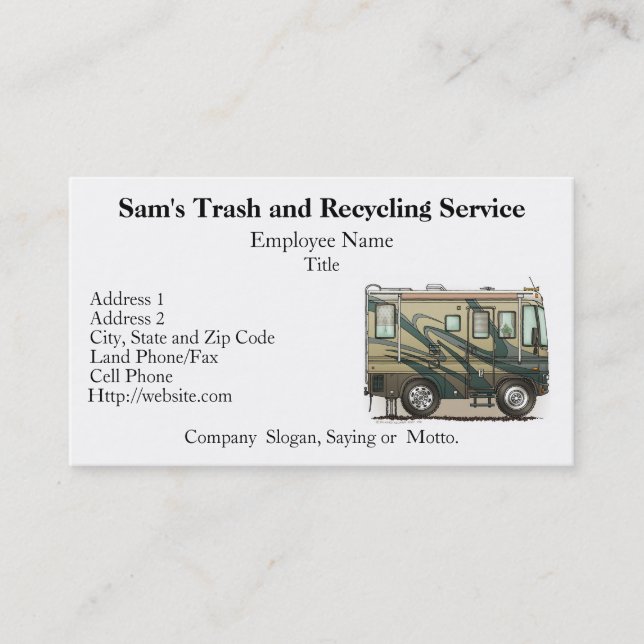 Cartão De Visita Treinador grande bonito Motorhome do campista (Frente)